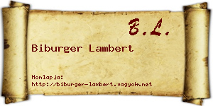 Biburger Lambert névjegykártya